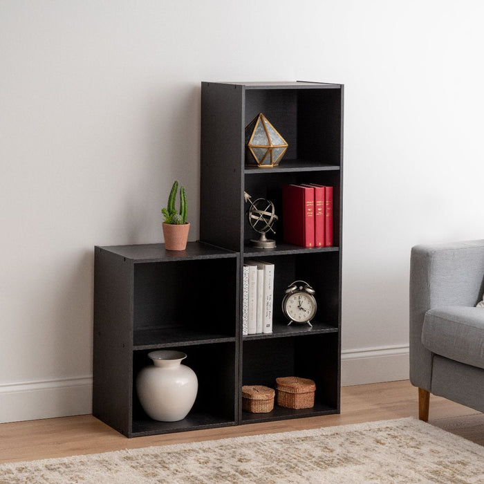 4-Tier Wood Storage Shelf, Black - IRIS USA, Inc.