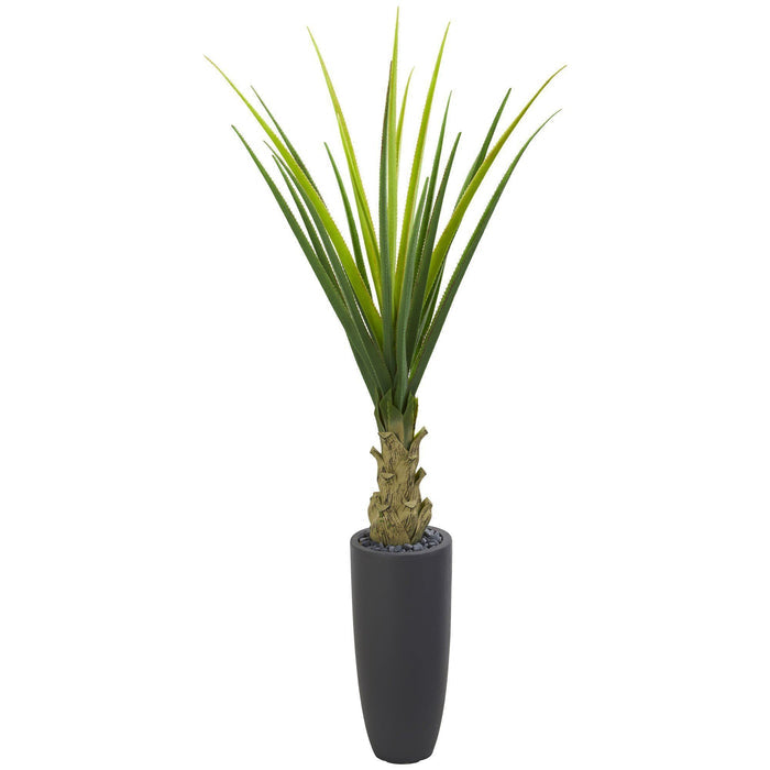 4.5’ Agave Artificial Plant in Gray Planter