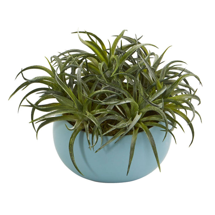 9” Succulent Artificial Plant in Blue Planter