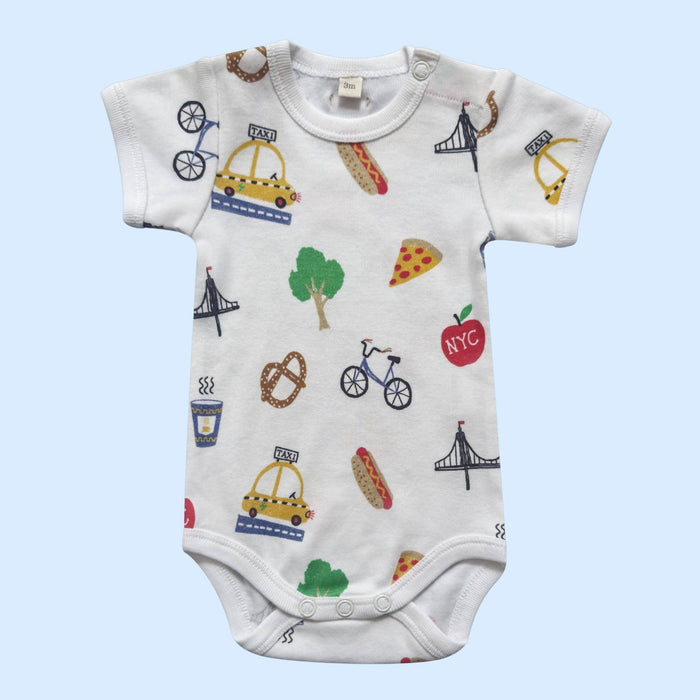 All-Over NYC Print - Organic Onesie: 3-6M