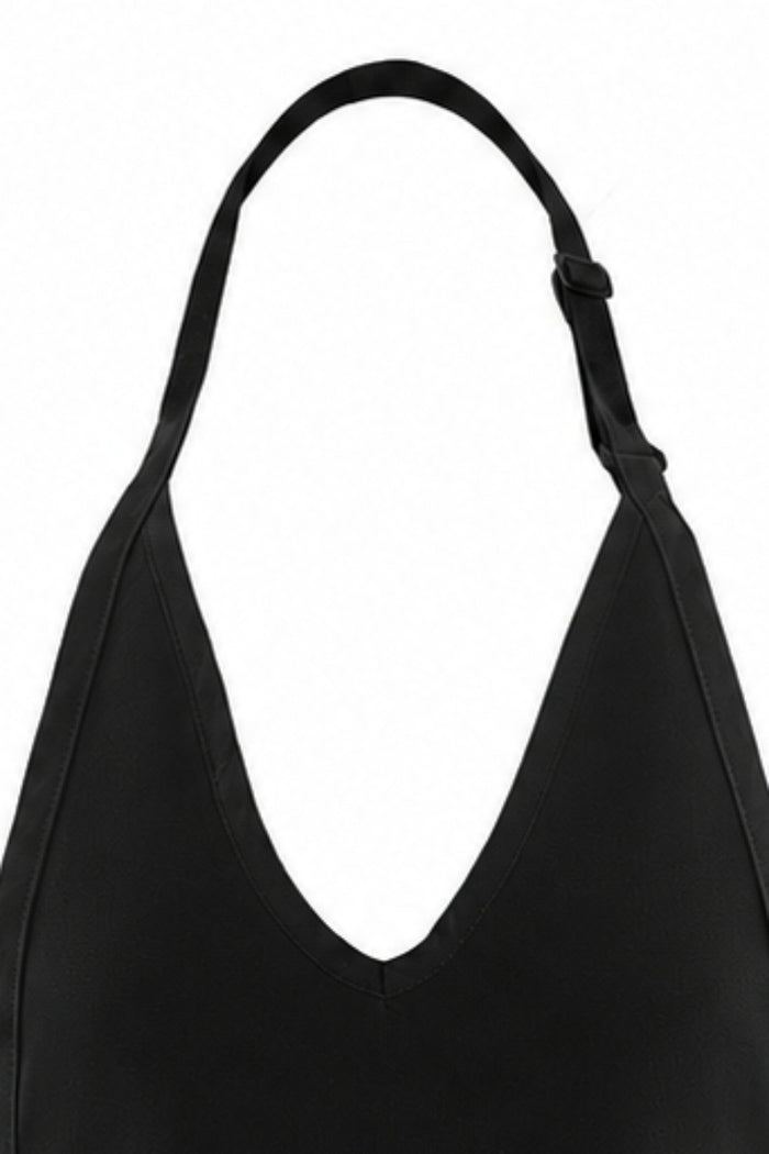 Fame Black V-Neck Bib Adjustable Apron (2 Pockets)