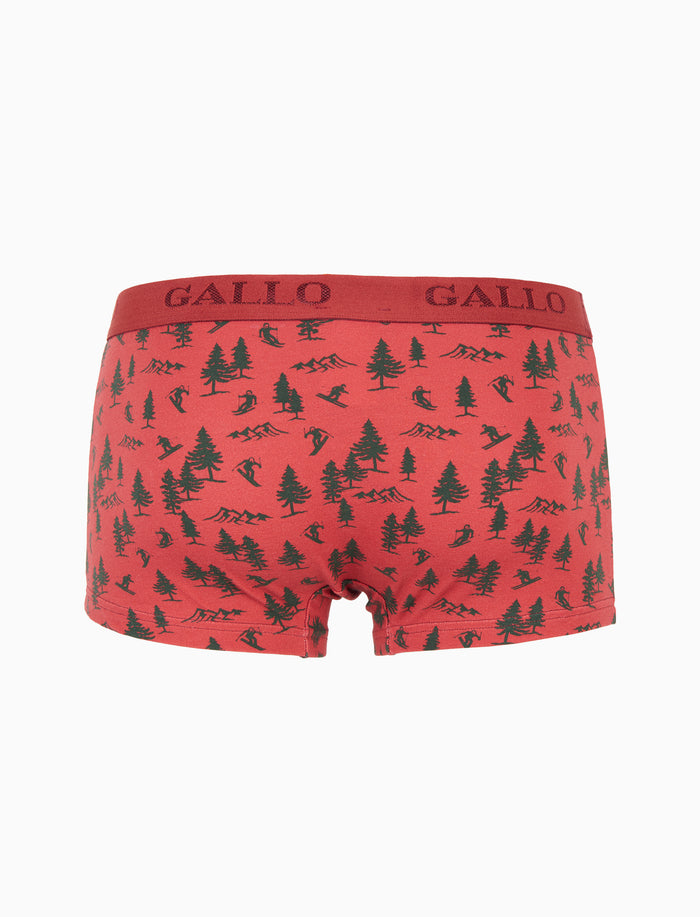 Boxer intimo uomo cotone rosso fantasia sciatori fuoripista
