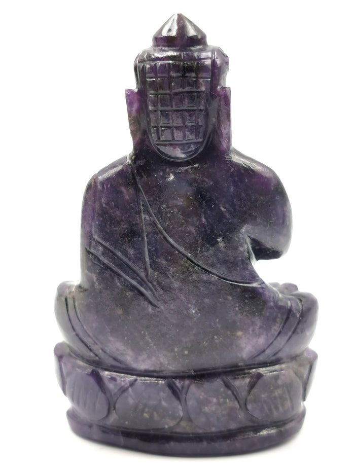 Buddha in Lepidolite stone - handmade carving - crystal/reiki/healing - 4 inches and 0.24 kg (0.52 lb)
