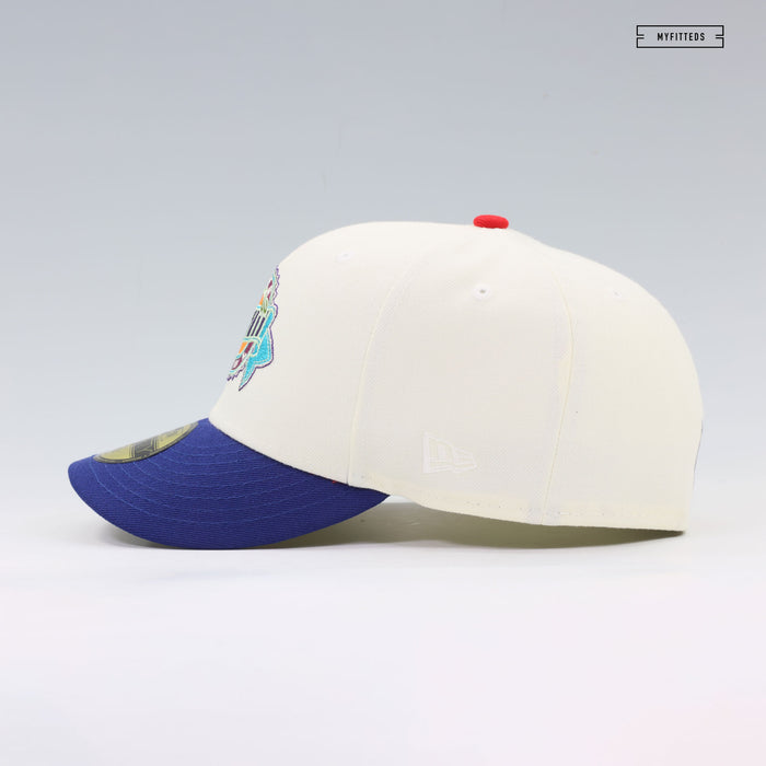 BUFFALO BILLS SUPER BOWL XXVIII LIGATURE REAR OFF WHITE NEW ERA FITTED CAP