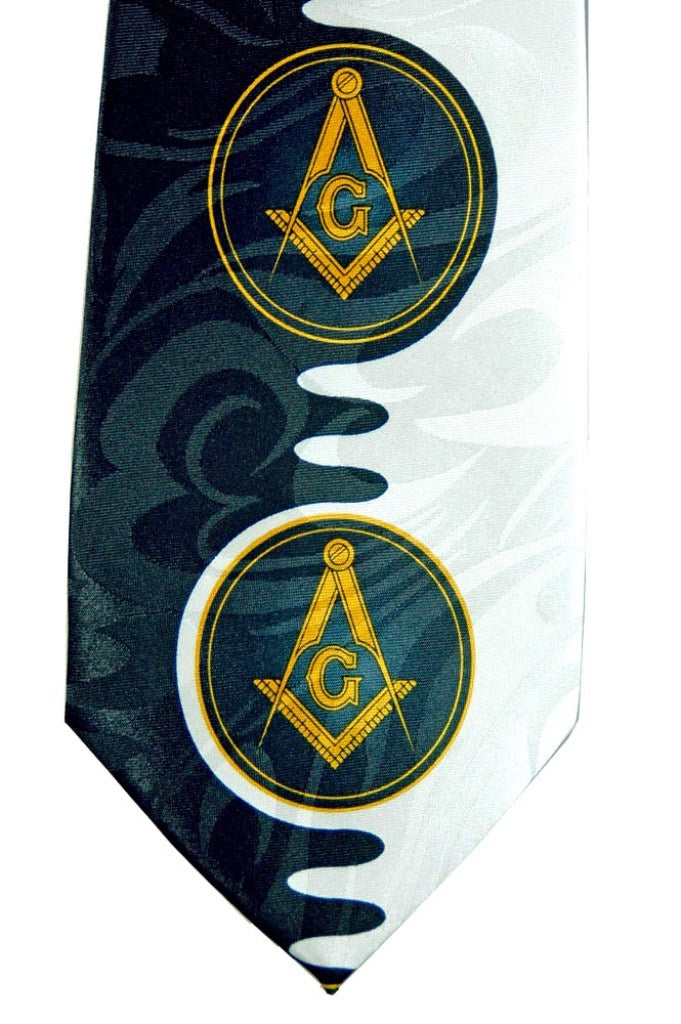 D0042 Polyester Black & White with Square & Compass