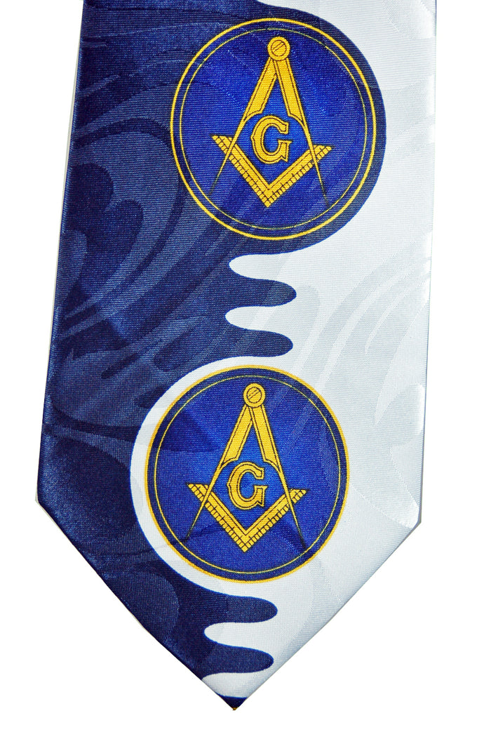 D0043 Polyester Blue & White with Square & Compass