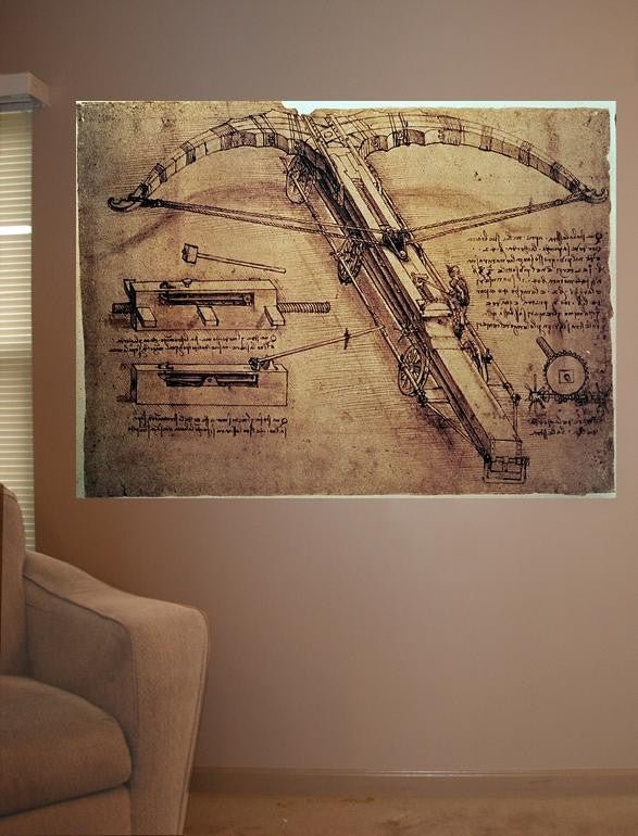 Da Vinci "Design for a Giant Crossbow" (1485) Wall Decal (4 Sizes Available)