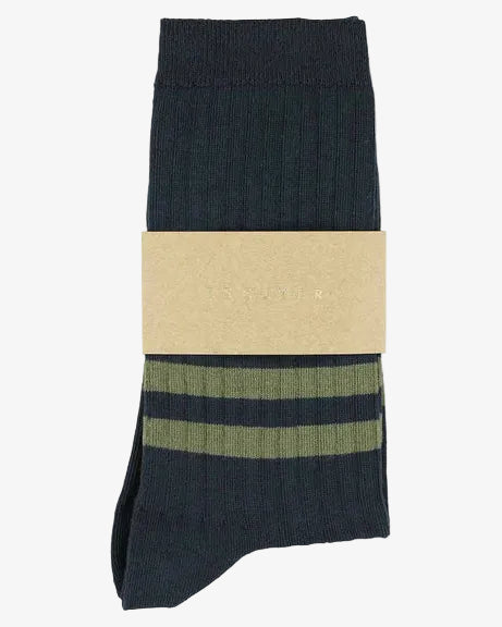 Escuyer Stripes Socks Off Blue / Olive