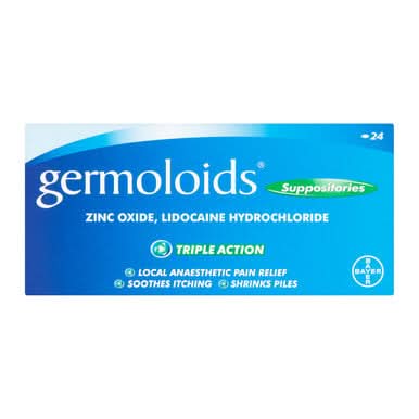Germoloids Triple Action Haemorrhoids & Piles Suppositories 24 Pack