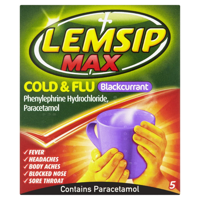 Lemsip max cold & flu blackcurrant flavour sachets