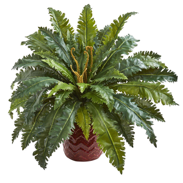 Marginatum Artificial Plant in Red Planter