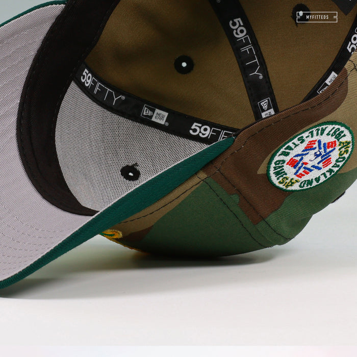 OAKLAND ATHLETICS 1987 MLB ALL-STAR GAME WOODLAND CAMO GRADATED NEW ERA FITTED CAP