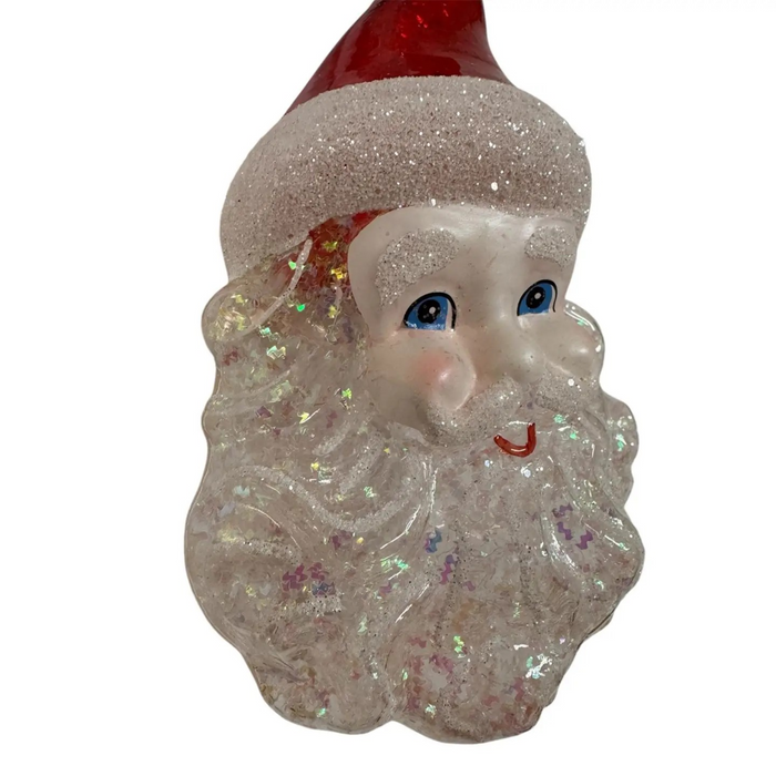 Santa Claus Curl Hat Glass Ornament Red