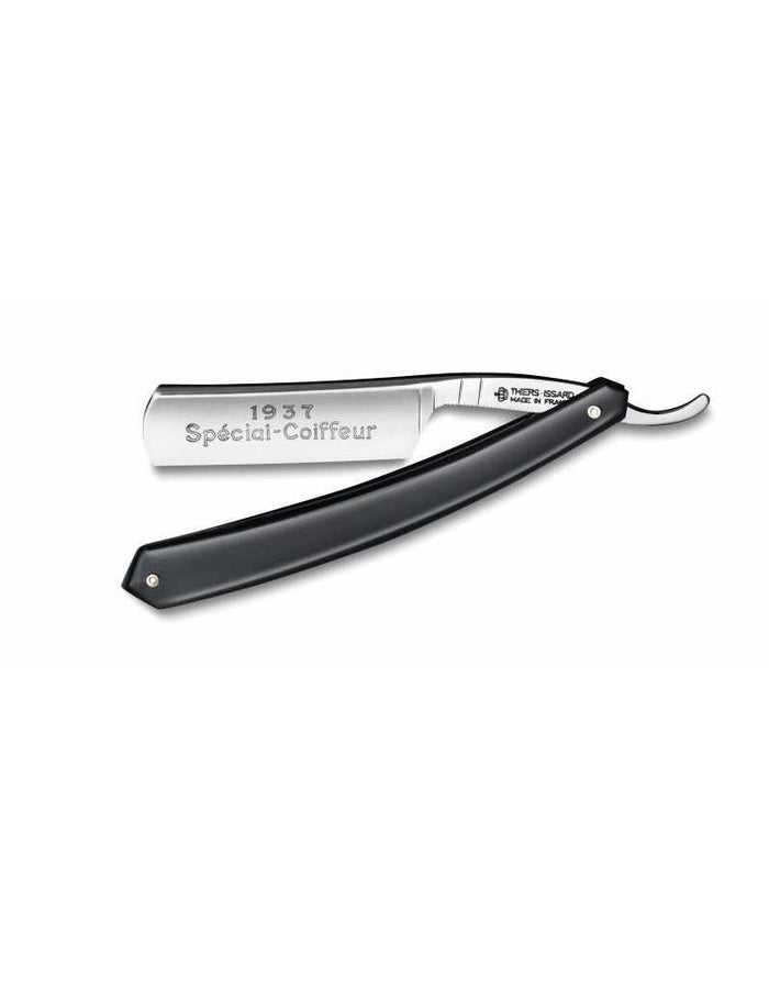 Thiers Issard Special Coiffeur straight razor with black handle and round point
