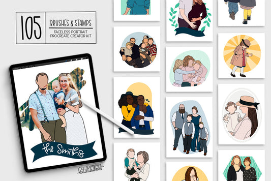 105 Procreate Brushes | Faceless Portrait Creator Kit