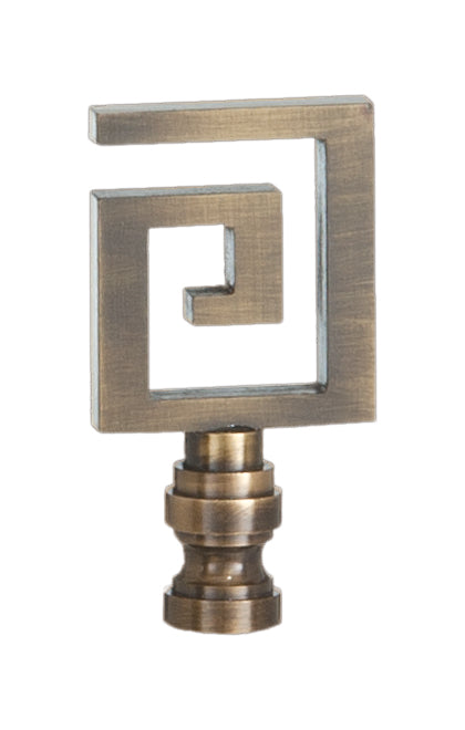 2-1/2" Tall Greek Key Lamp Finial Antique Finish 1/4-27 tap (11065A)