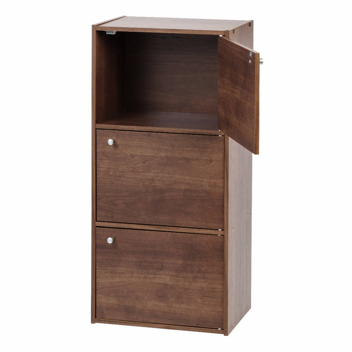 3-Door Wood Storage Shelf, Dark Brown - IRIS USA, Inc.