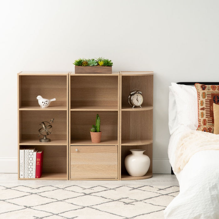3-Tier Corner Curved Shelf Organizer, Light Brown - IRIS USA, Inc.