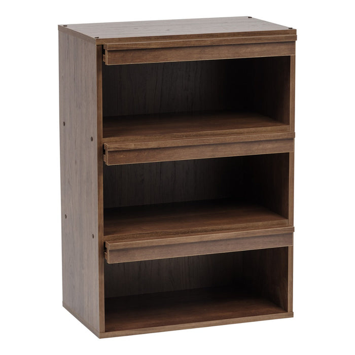 3-Tier Wood Shelf with Pocket Doors, Brown, Collan Series - IRIS USA, Inc.