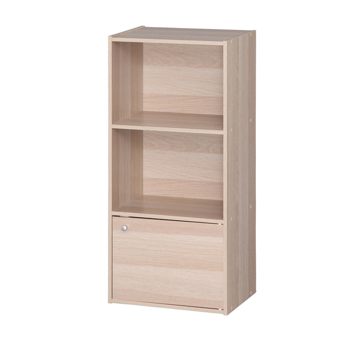 3 tier wood storage shelf with door