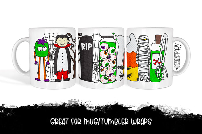 37 Halloween Clipart Elements for Sublimation/Print Backgrounds