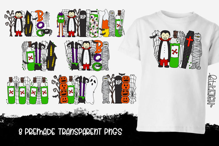 37 Halloween Clipart Elements for Sublimation/Print Backgrounds