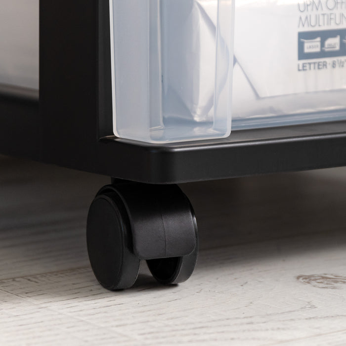 4-Drawer Narrow Plastic Storage Drawer Cart, Black, Set of 2 - IRIS USA, Inc.