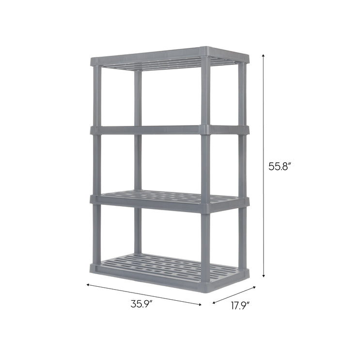 4-Tier Wide Plastic Rack Storage Shelf with 400lb. Total Capacity, Elephant Gray - IRIS USA, Inc.