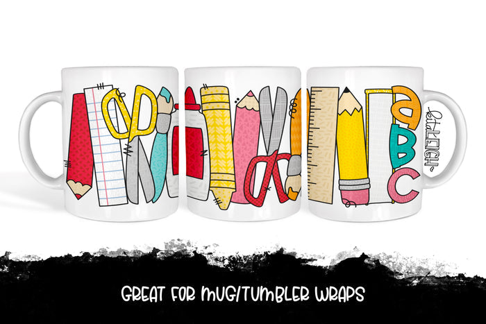 45 School Clipart Elements for Sublimation/Print Backgrounds