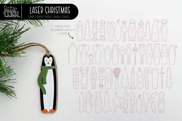 50 Laser Christmas Tall Elements | Ornament SVGs