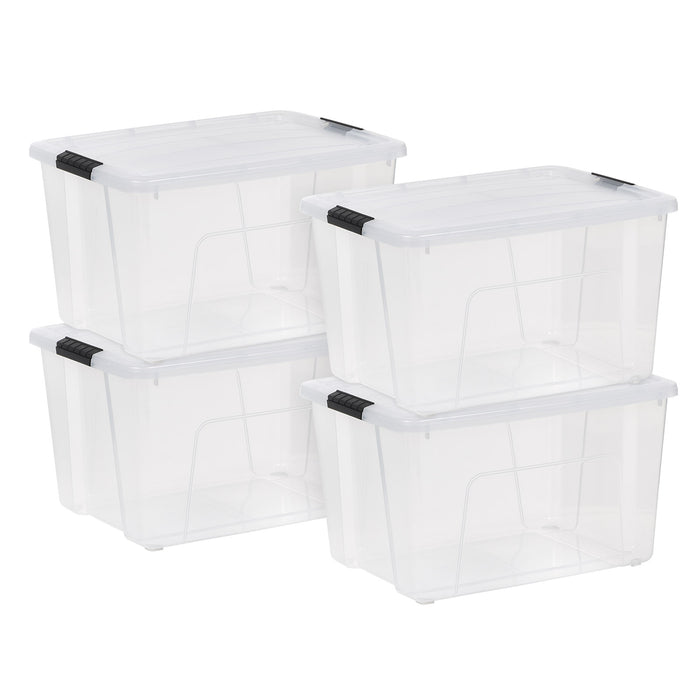 60 Qt. (15 Gal.) Clear Latch Box, Stackable Plastic Storage Bins with Lids, Set of 4 - IRIS USA, Inc.
