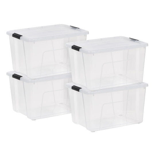 60 Qt. (15 Gal.) Clear Latch Box, Stackable Plastic Storage Bins with Lids, Set of 4 - IRIS USA, Inc.