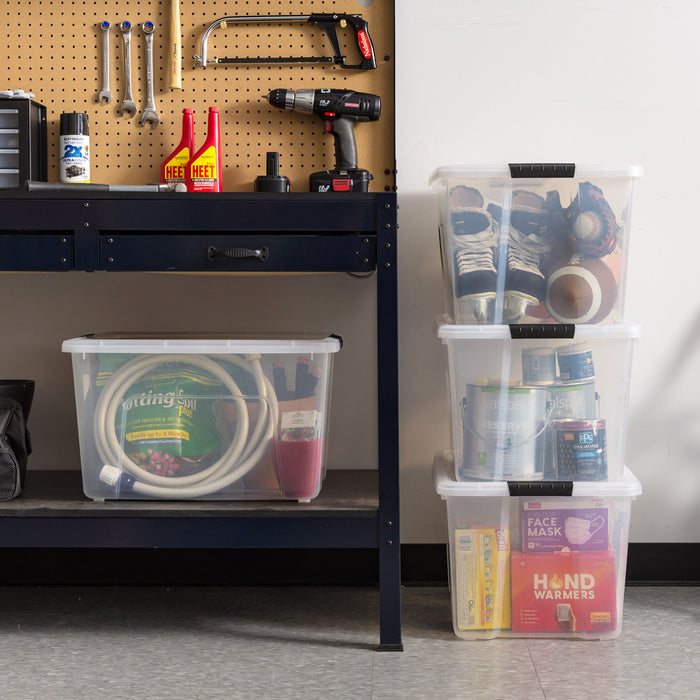 60 Qt. (15 Gal.) Clear Latch Box, Stackable Plastic Storage Bins with Lids, Set of 4 - IRIS USA, Inc.