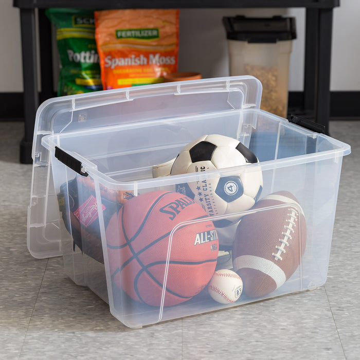 60 Qt. (15 Gal.) Clear Latch Box, Stackable Plastic Storage Bins with Lids, Set of 4 - IRIS USA, Inc.