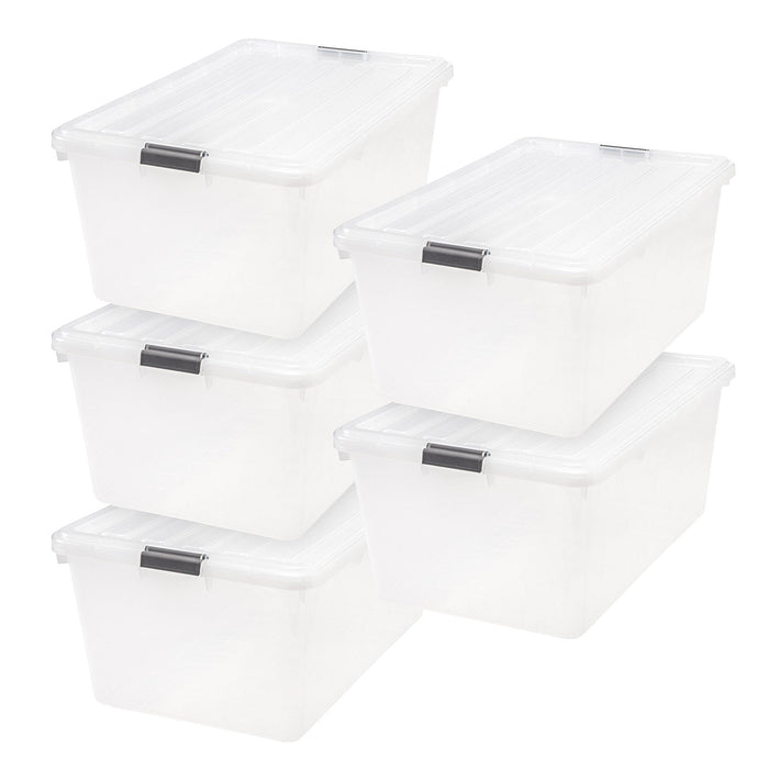 68 Quart Buckle Down Storage Box, 5 Pack, Clear - IRIS USA, Inc.