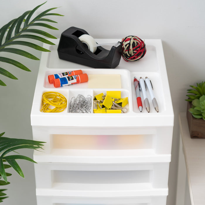 9-Drawer Storage Cart with Organizer Top, White/Pearl - IRIS USA, Inc.