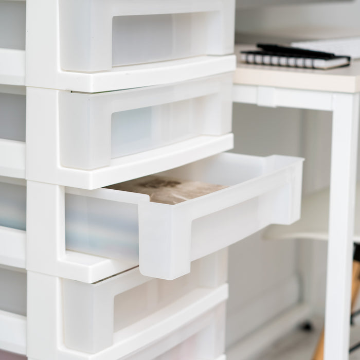 9-Drawer Storage Cart with Organizer Top, White/Pearl - IRIS USA, Inc.