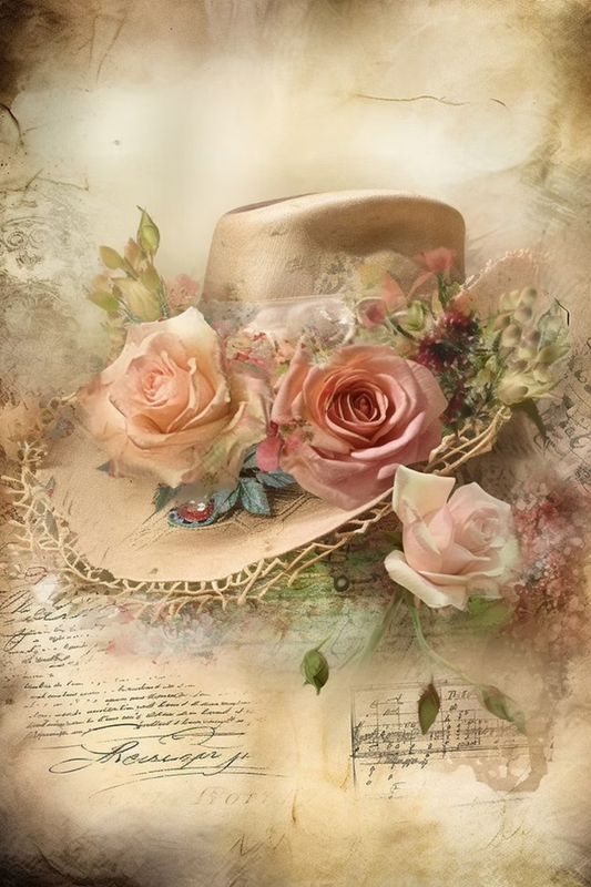 A Shabby Western Hat Rice Paper by Reba Rose Creations