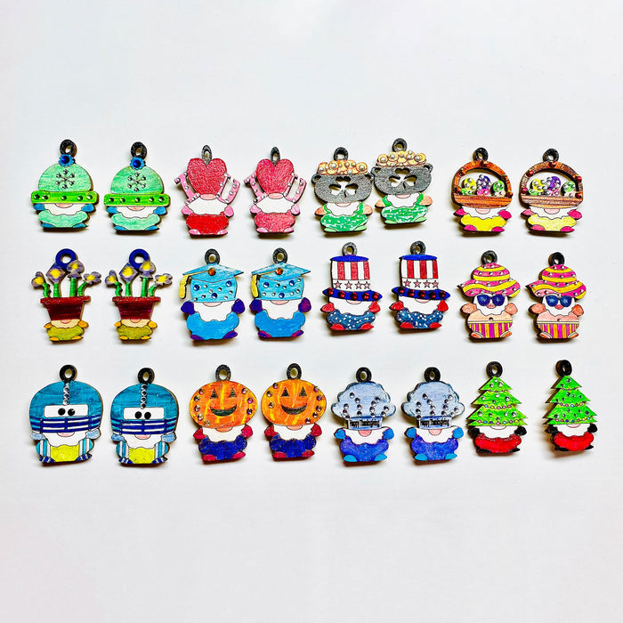 A Year of Gnome Earrings (set of 12)