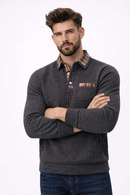 ALOISIO - Men’s Textured Knit Long Sleeve Sweater