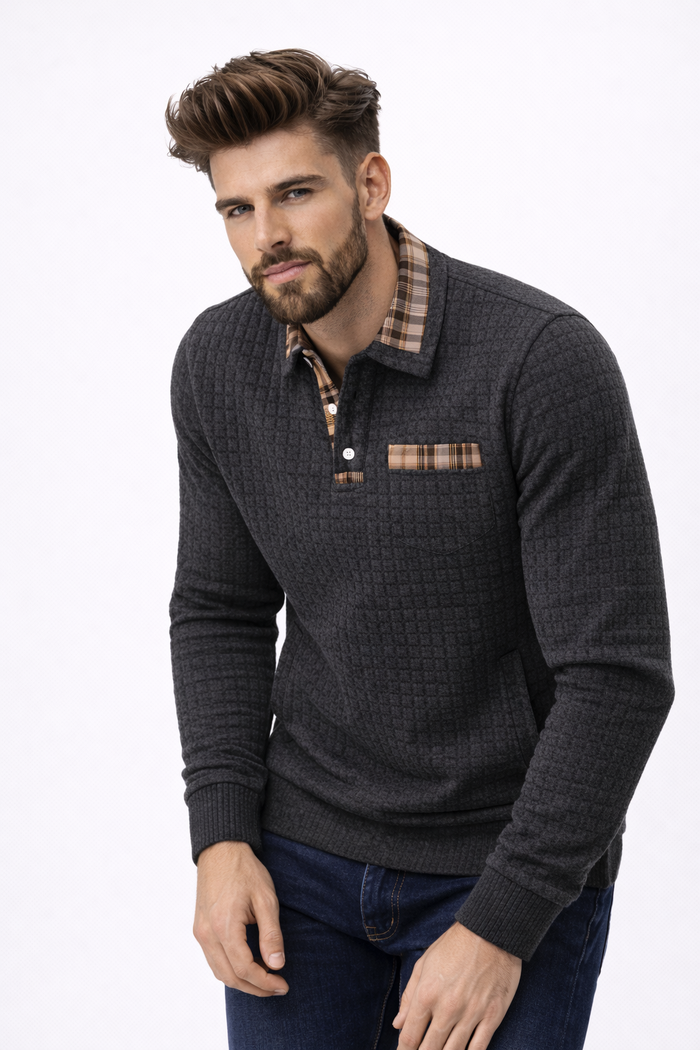 ALOISIO - Men’s Textured Knit Long Sleeve Sweater
