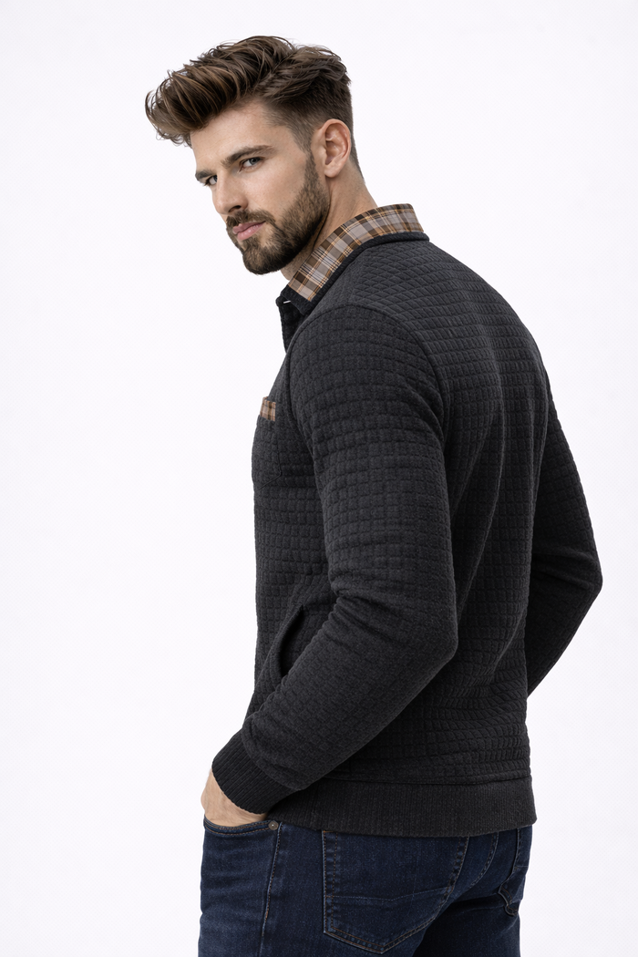ALOISIO - Men’s Textured Knit Long Sleeve Sweater