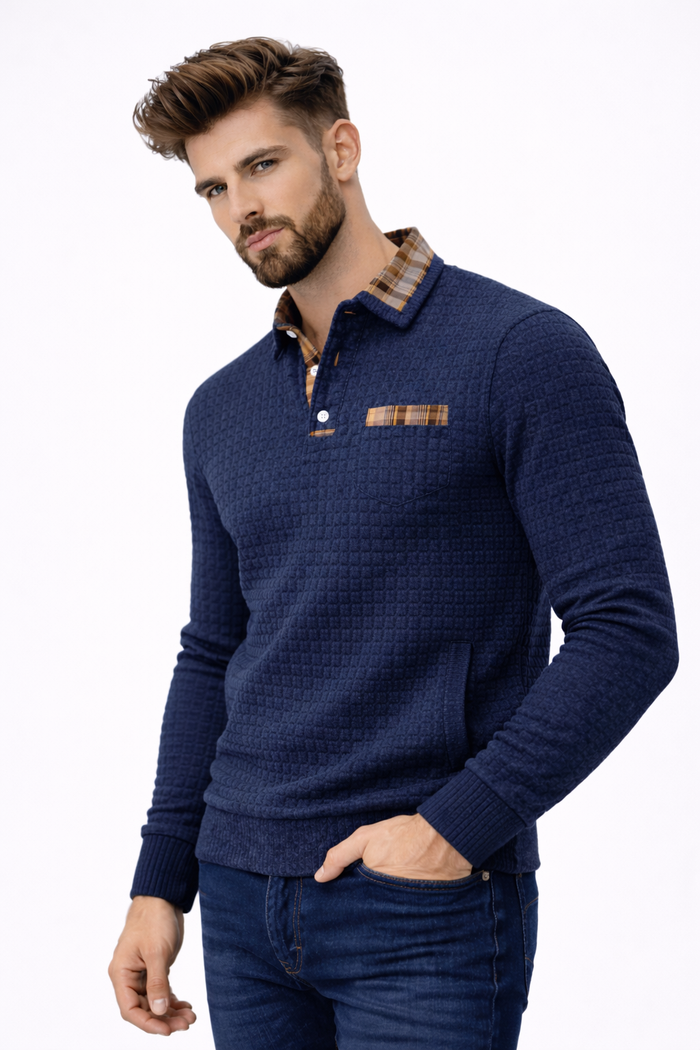 ALOISIO - Men’s Textured Knit Long Sleeve Sweater