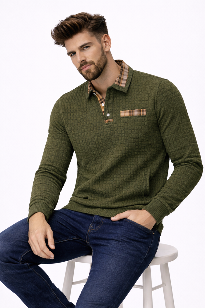 ALOISIO - Men’s Textured Knit Long Sleeve Sweater