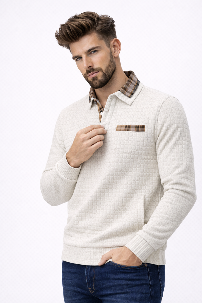ALOISIO - Men’s Textured Knit Long Sleeve Sweater