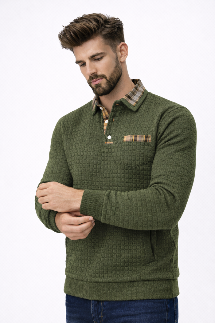 ALOISIO - Men’s Textured Knit Long Sleeve Sweater