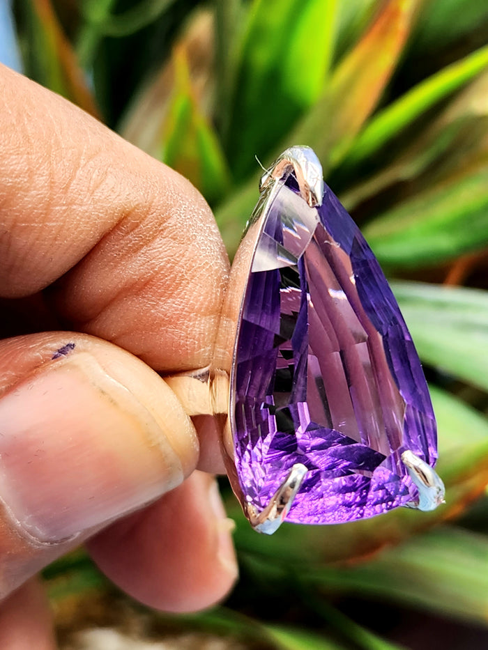 Amethyst Double Barrel Ring in 925 Silver with Rhodium Plating : Enchanting Elegance | Gifts for her | Daughters day gift