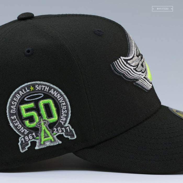 ANAHEIM ANGELS 50TH ANNIVERSARY NIKE AIR MAX 95 NEON YELLOW CASCADING NEW ERA FITTED CAP