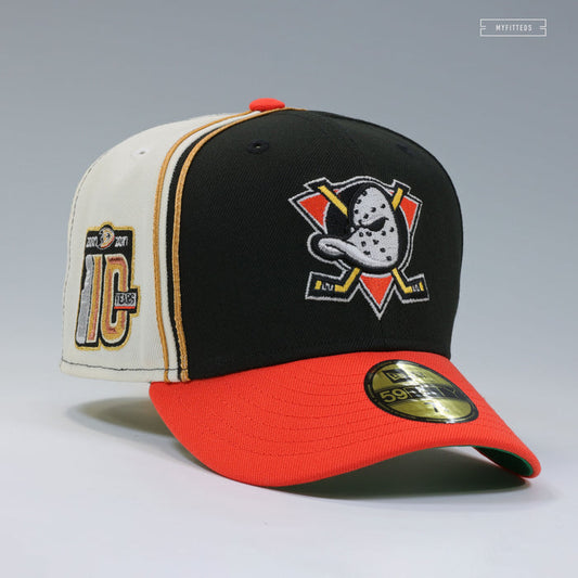ANAHEIM DUCKS 2007 STANLEY CUP 10 YEARS REVERSE RETRO DIAGONAL BLOCK NEW ERA CAP