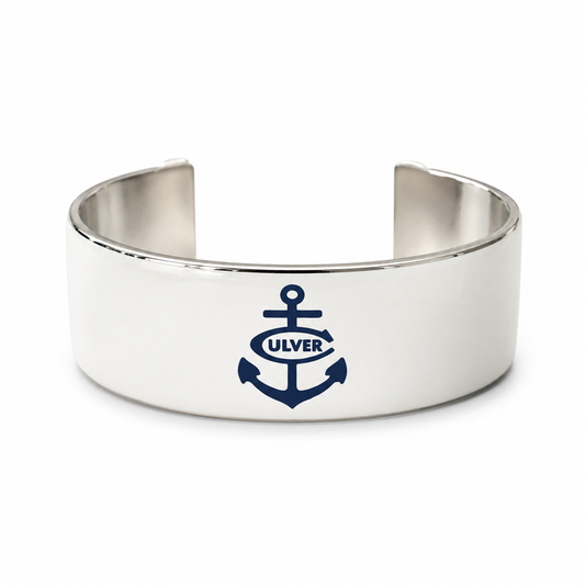 Anchor C White & Navy 1.0 Art Deco Cuff Silver